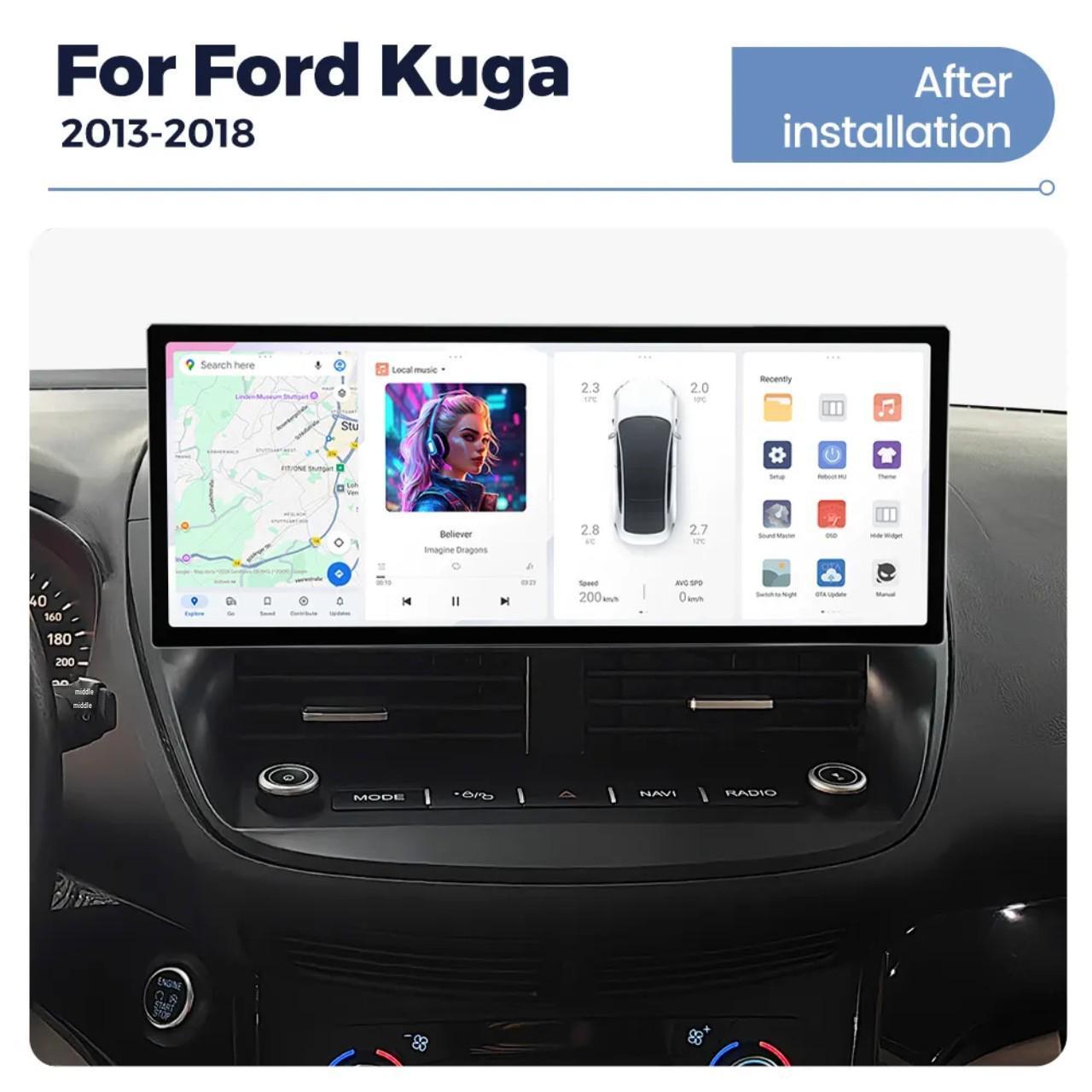 12,3-дюймовая Android-система Smart Navigation с CarPlay для моделей Ford Kuga 2013-2018 Octa-core 4G (2+32G+carpaly+hicar+DSP)
