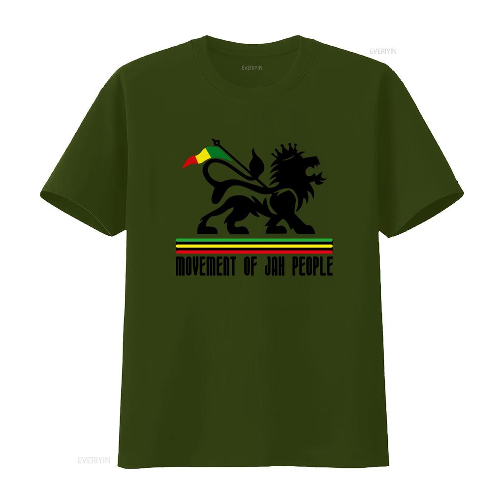 Movement Of Jah People T Shirt Lion Judah Reggae Rasta Dancehall Dub Music Bob Marley Love Retro Design Vintage Washed