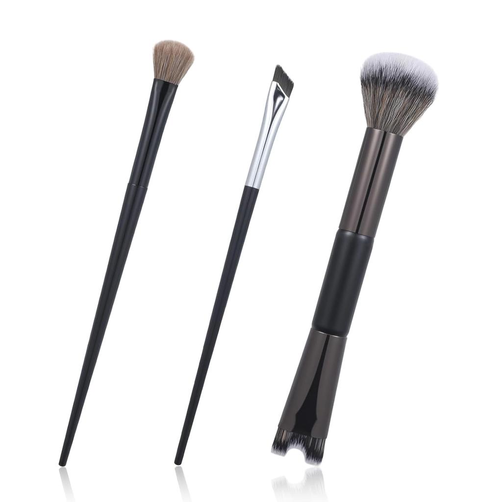 3PCS Nose Contour Brush 3-in-1 U-Shaped Contour Brushes for Makeup Double Eyeshadow Blush Brush for Sculpting and Defining Nose Contour