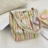 Rainbow Striped Women's Tote Bag Fashion Casual Shoulder Crossbody Handbag Street Style Shopping Bag