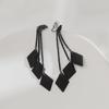 Elegant Long Tassel Black Earrings for Women - No Piercings Needed