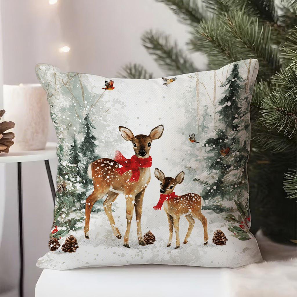 

Deer and Christmas Tree Pillow CoversSuitable for sofa car bedroom decorative cushion cover pillow cover 16x16Inch