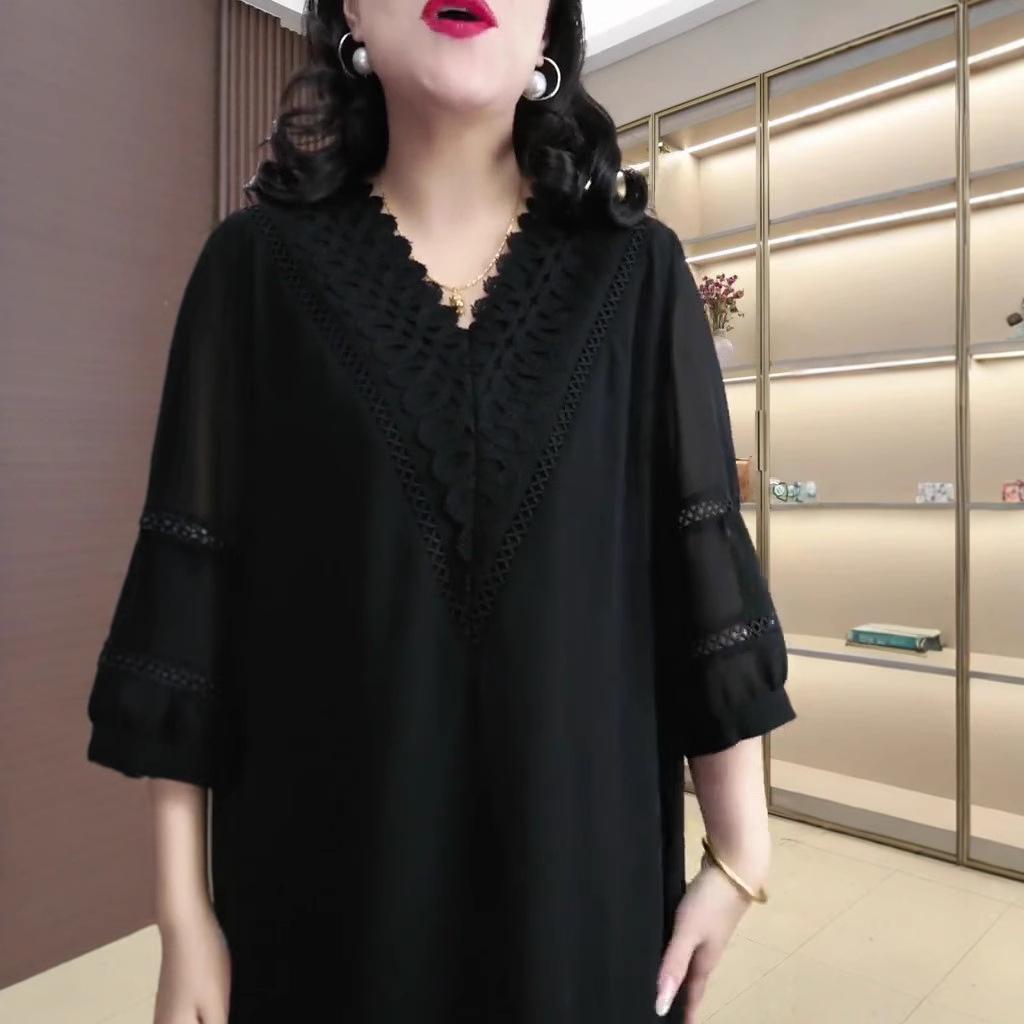 2025 Spring/Summer Plus Size Lace Top – Slimming Loose Fit Women's Fashion