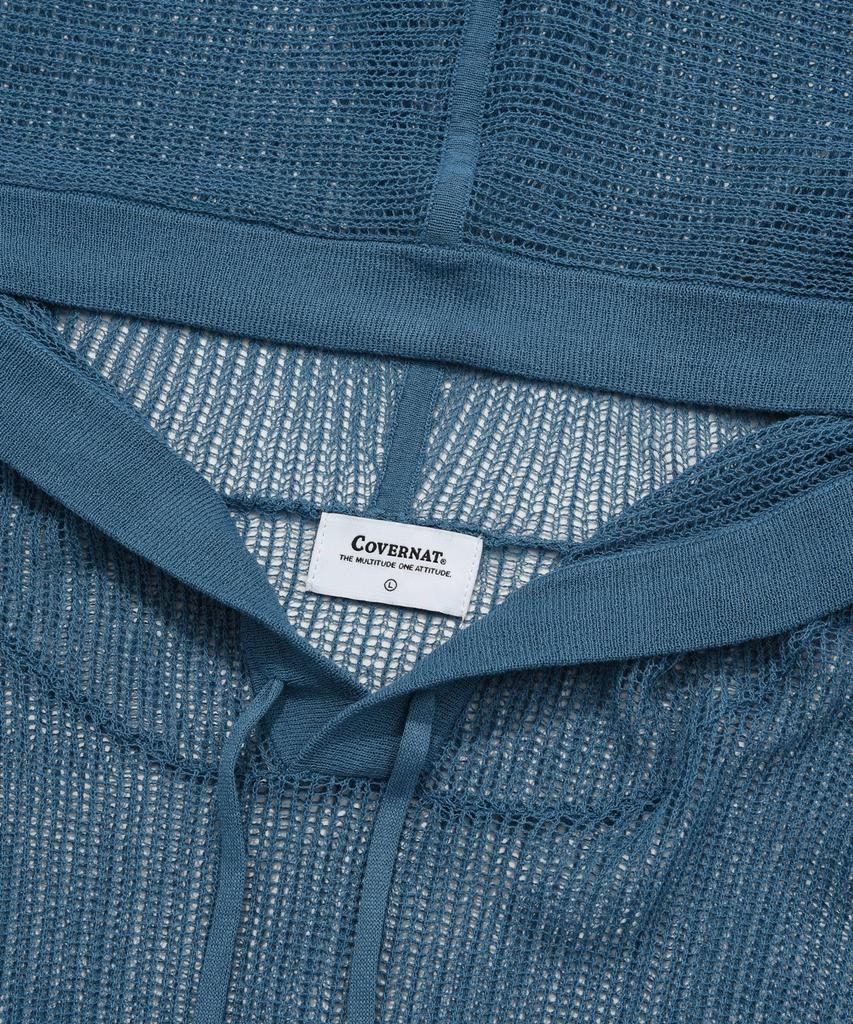 COVERNAT Authentic Mesh Knit Hoodie Ash Blue
