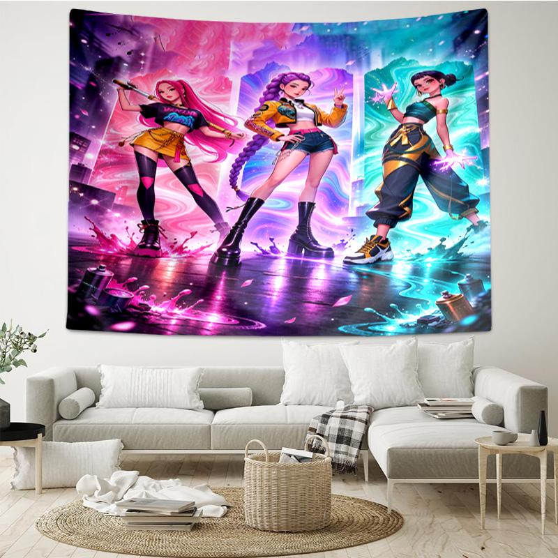 K-pop Heroes In Action Tapestry Room Decoration Wall Hanging for Living Room Bedroom, dormitory, Birthday and Christmas gifts