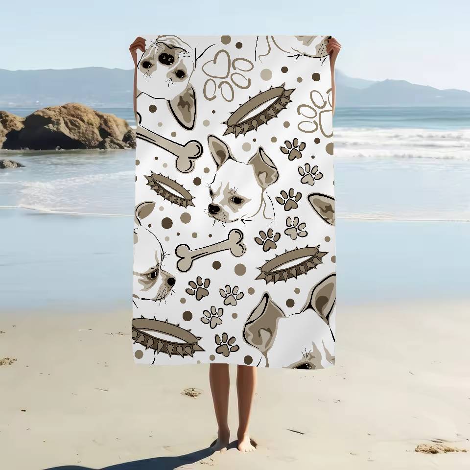 Cartoon Hund Aufdruck Strandtuch Cartoon Niedlich Sommer Kinder Großes Bade Pool Strandtuch Mikrofaser Saugfähig Zum Schwimmen Reisen