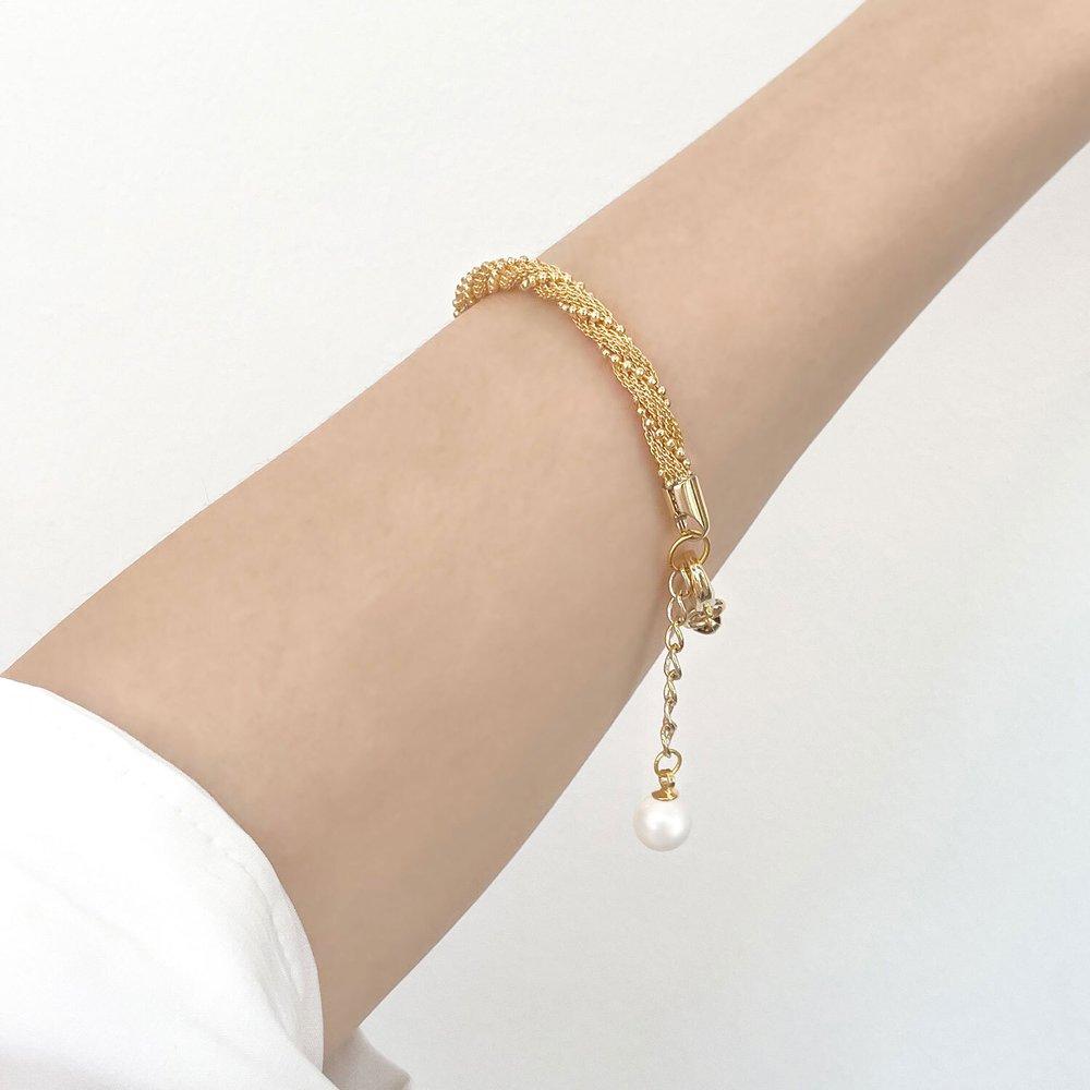 Diana Pearl Double-Strand Twisted Chain Bracelet