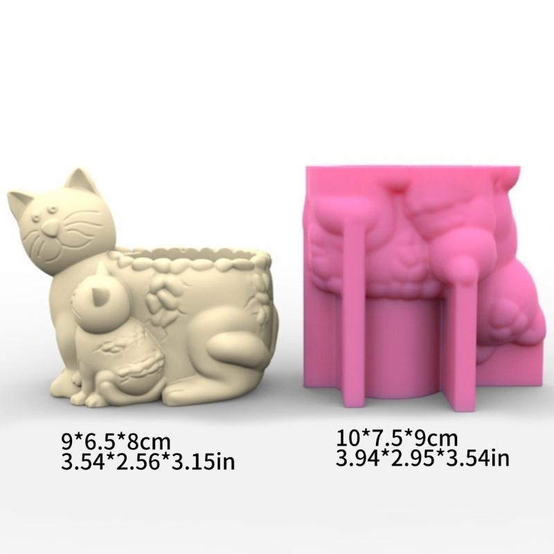 Succulent Planter Silicone Molds Cat Flower Pots Epoxy Resin Mould for DIY Candle Holder Pen Holder Vase Mold Home Decor