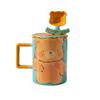 Cartoon Animal Ceramic Cup Cute Cute High Value Water Cup Girl Student Couple Mug with Lid and Spoon