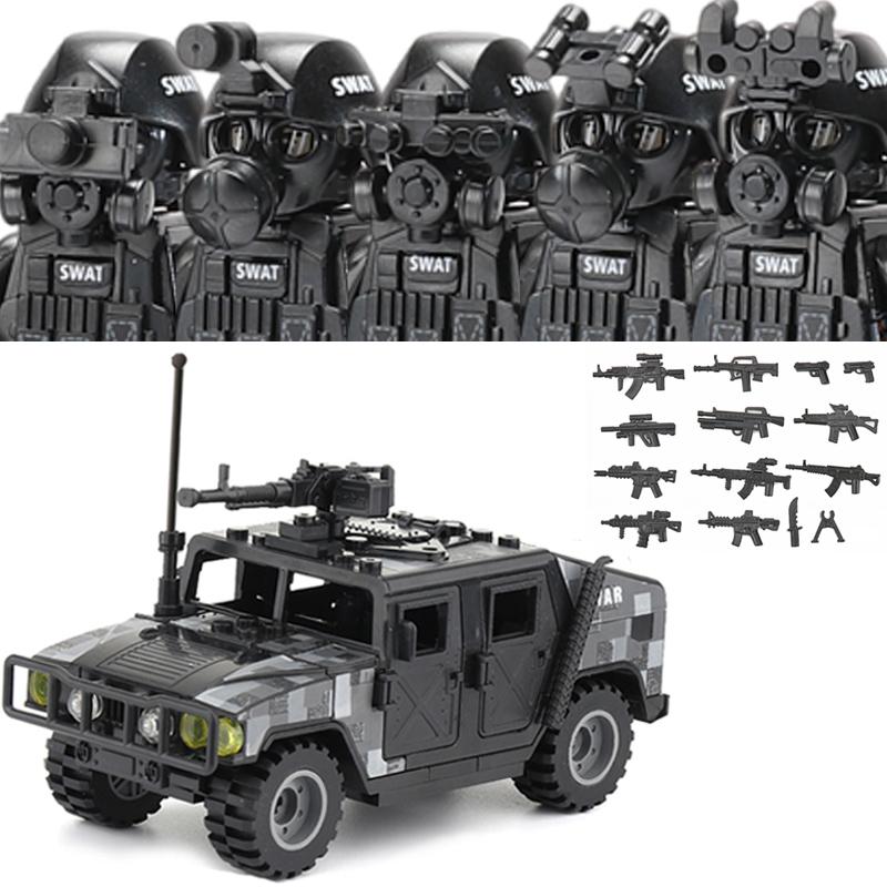 Polizia Cittadina Cina Forze Speciali Blocchi di Costruzione Soldato d'Assalto Figure SWAT Maschera Difesa Gas Armi Militari Mattoncini Giocattoli Bambini