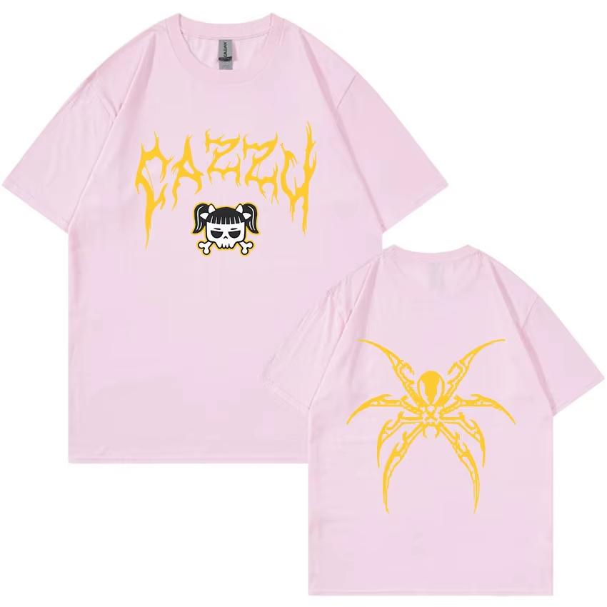 Cazzu Nena Trampa 2025 Doppelseitiger Druck T-Shirt Herren Damen Hip Hop T-Shirt Locker Baumwolle Kurzarm Übergroß Lässige T-Shirts