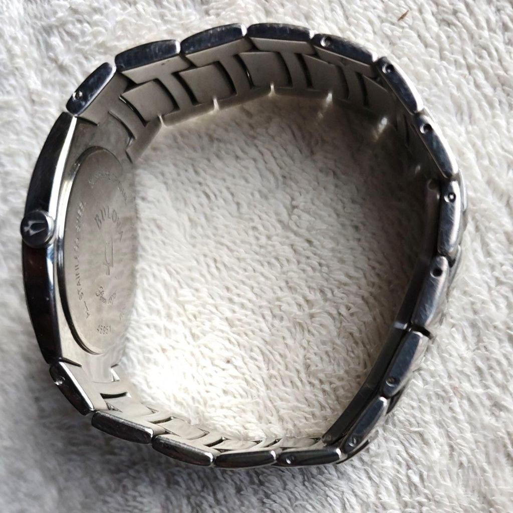 Used BULOVA Watch Crystal Sapphire Roman Numeral Quartz Dress Watch Formal Simple Vintage 45951