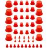 50 Pack Automotive Cap Plugs Kit 0.11" To 0.53" Fit for AutoLine Pro Autool MR CARTOOL OTC, Plastic Caps and Plugs, Red