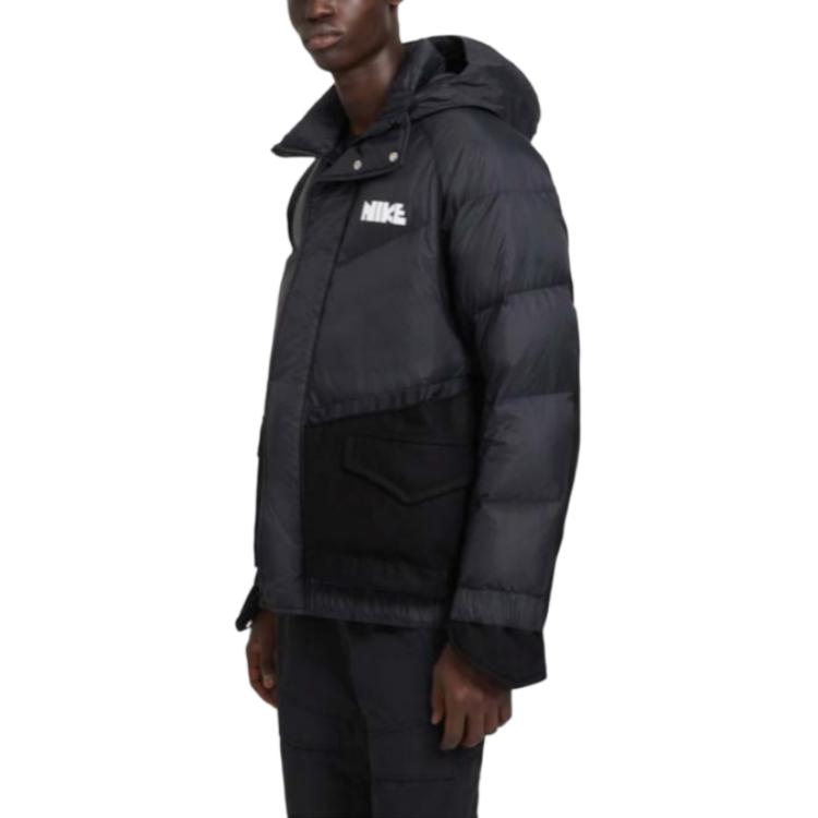 Nike X Sacai Sportswear Loose Fit Patchwork Parka Down Jacket Men Outerwear Black CT3269-010