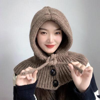 New Winter Knit Hooded Neck Warmer (Brown)