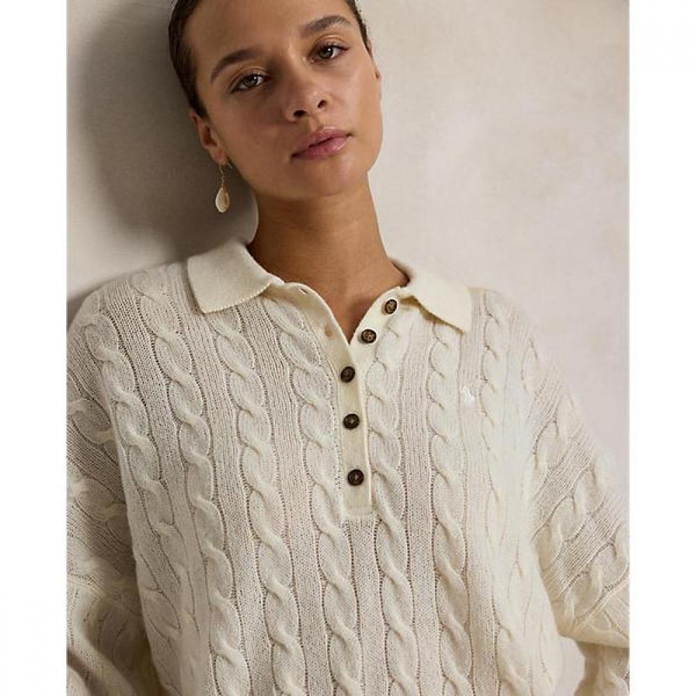 Polo Ralph Lauren Women Cable Wool Cashmere Polo Collar Sweater Wmposwenc0216581
