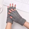 Fashion Solid Color Winter Gloves Exposed Finger Thick Half Finger Gloves Hand Protector Warm Mittens Outdoor