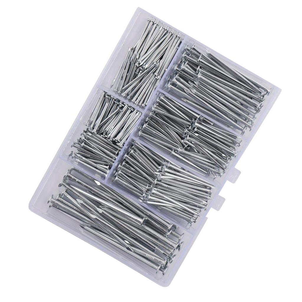 350Pcs Hardware Nails Assortment Set Picture Hanging Nails Iron Wall Nails with Box for Hanging Picture Craft Projects
