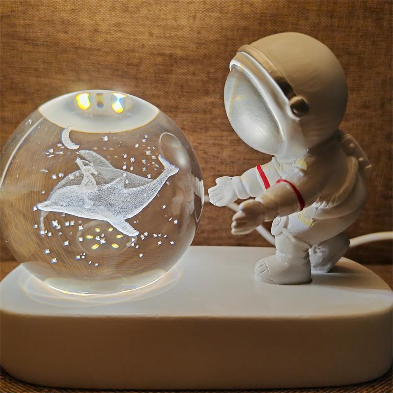 Astronaut Creativ 3D Minge de Cristal Led Lumină de noapte pentru Dormitor Copii Planetă Spațiu Lampă Sistem Solar USB Cadou de Crăciun pentru copii