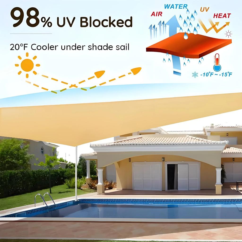 Waterproof Sun Shade Sail Square Rectangle Triangle Garden Canopy UV Block Pool Shade Cloth Sun Shelter Camping Hiking Tents