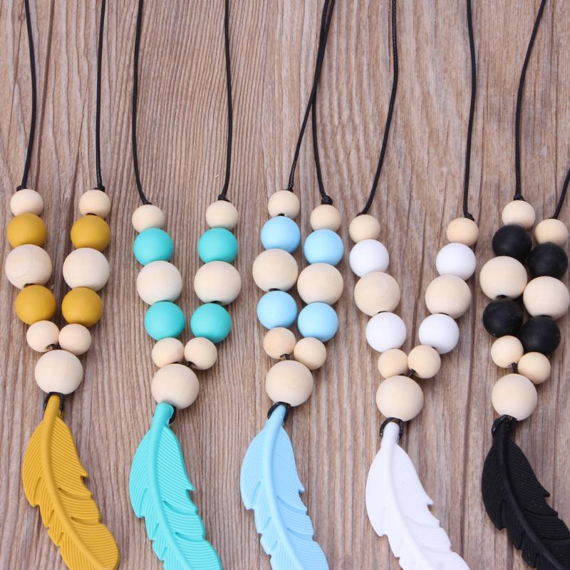 Baby Infant Silicone Feather Jewelry Teething Necklace Baby Nursing Chewing Toys
