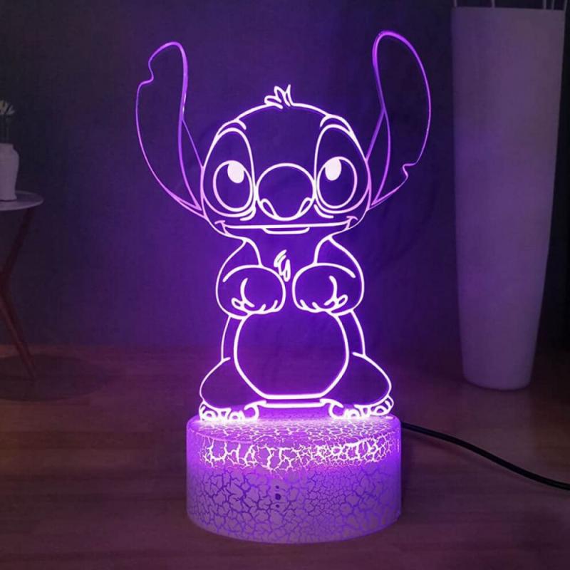 Lovely Stitch 3D LED Night Light, Cartoon Lilo & Stitch Table Lamp, Girls Desk Lamp, Baby Bedroom Sleeping Night Lamp, Bedside Lamp, Birthday  Light