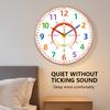 Time Teaching Wall Clock Colorful Number Silent Clock Educational Learning Tool for Classroom Bedroom School Household Decor
