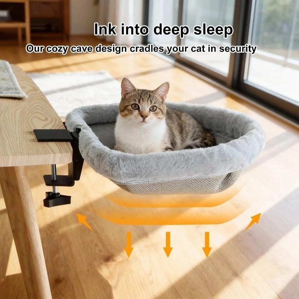 One-Click Folding Cat Desk Hammock Space-Saving Cat Perch Cat Desk Bed Home Office Desk