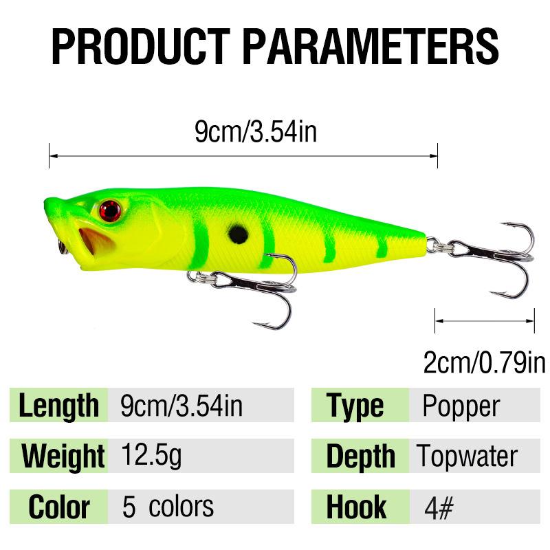 9cm12.5gTopwater Wave-Crawling Lure5Packaged freshwater blackfish long-distance casting hard bait set