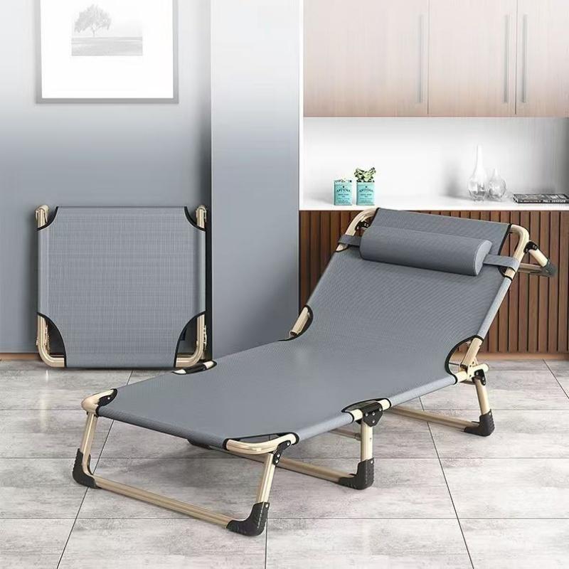 Rollaway Bed Single Bed Home Simple Nap Bed Office Outdoor Nap Camp Bed Multi-Functional Recliner Chair Four Gears Adjustable