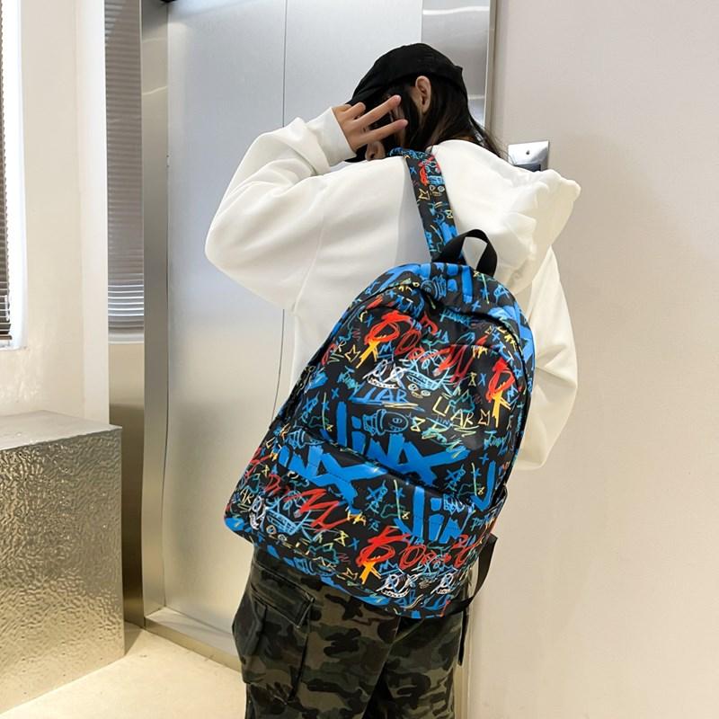 Backpack Men's Graffiti Backpack Senior High School Student Schoolbag