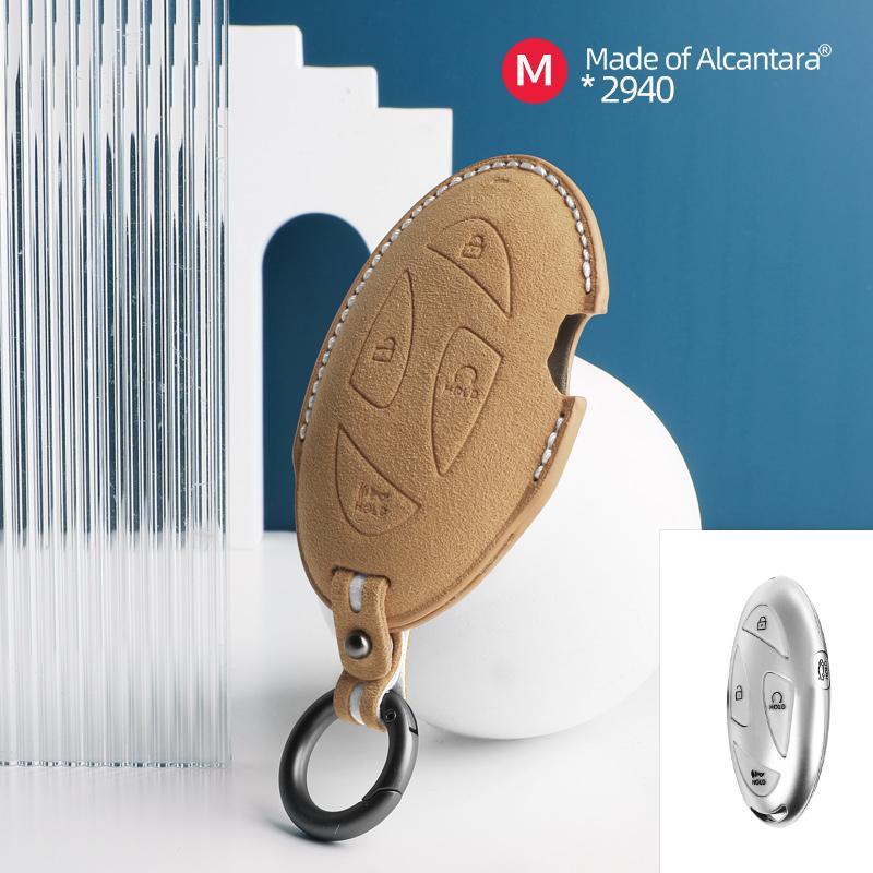 5 Buttons Car Key Case For Hyundai Grandeur Gn7 Kona Ev Ioniq 6 Auto Smart Remote Suede Keychain Cover Shell Accessories