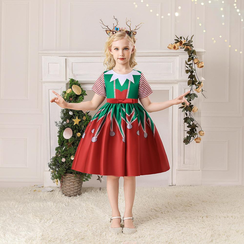 Kids Girls Santa Claus Xmas Snowman Princess Dress Children Christmas New Year Cosplay Costumes Kindergarten Performance Role Play Outfit