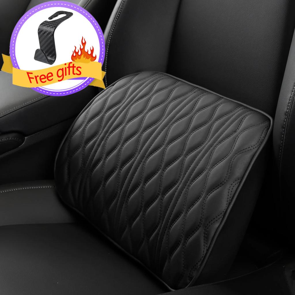 HOT Car Neck Pillow PU Leather Lumbar Waist Support for Seat Memory Backrest Headrest Cushion Auto Gadget Accesorios Interior