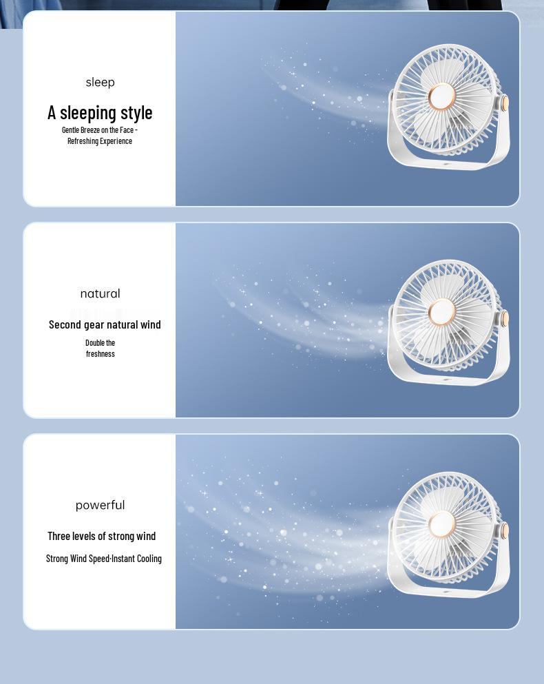 Rechargeable Brushless U-Shaped Wall-Mounted Silent Desk Fan with Large Wind Power