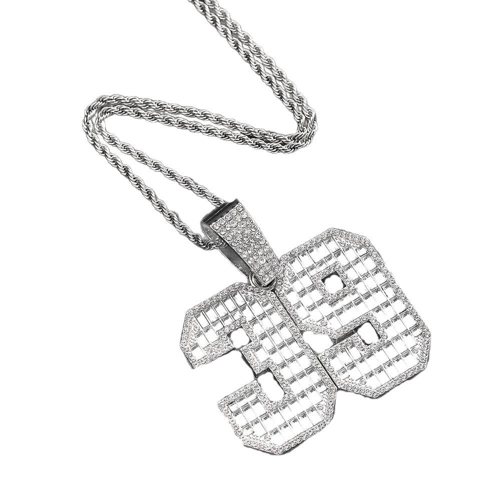 Hip Hop Necklace Flash Diamond Cuban Chain Exaggerated Number 39 Graphic Full Diamond Pendant Necklace