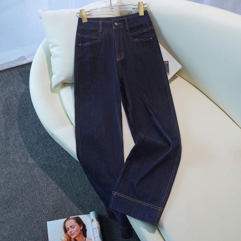 

Women s Vintage High-Waisted Dark Blue Wide Leg Jeans - Spring 2025 Slim Fit X-Large (XL)