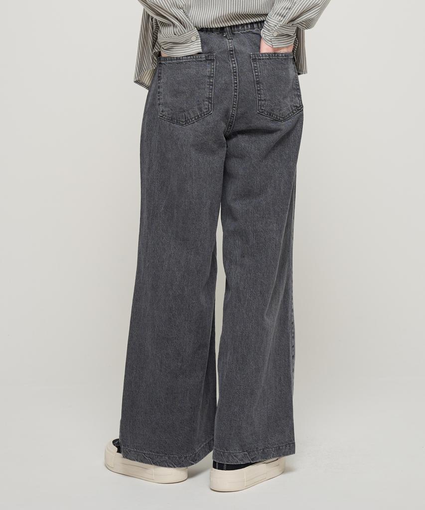 ROIDESROIS A-Line Hidden Elastic Pocket Denim Pants (Gray)