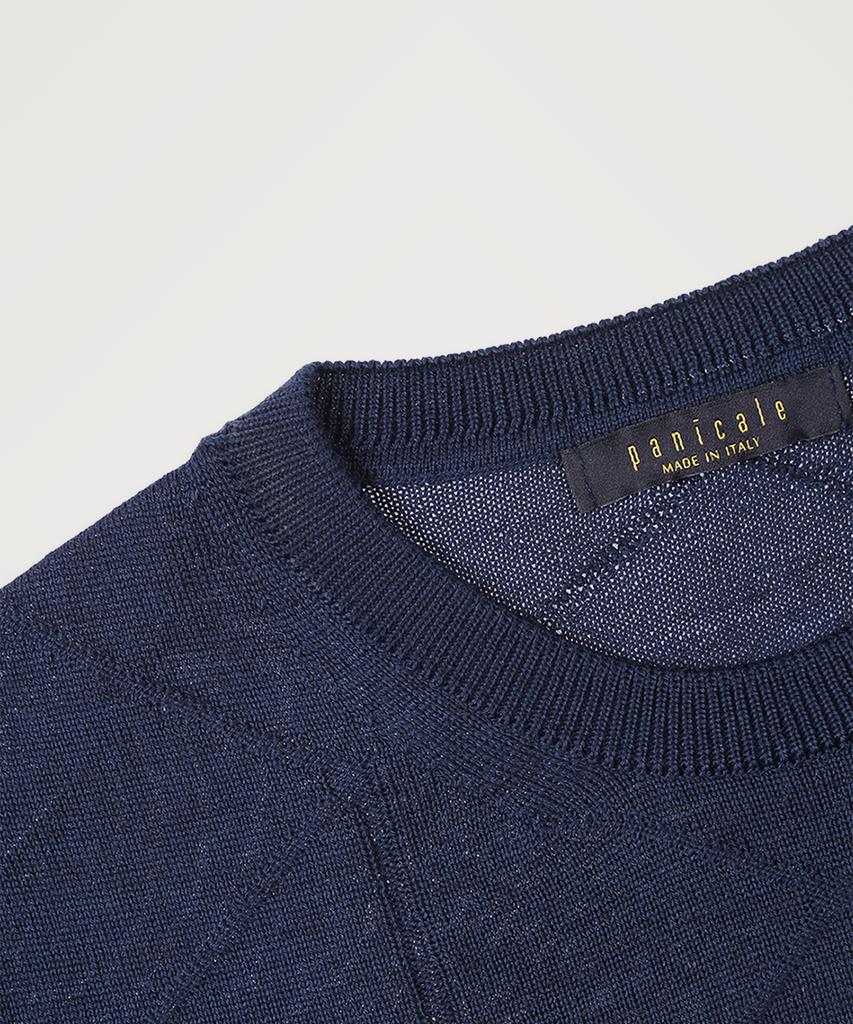 PANICALE Marino Wool Round Knit [Navy]