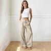 Pantaloni Larghi da Donna a Vestibilità Larga, Pantaloni Casual a Vestibilità Larga, Vita Alta Elastica, Pantaloni Lunghi con Tasche