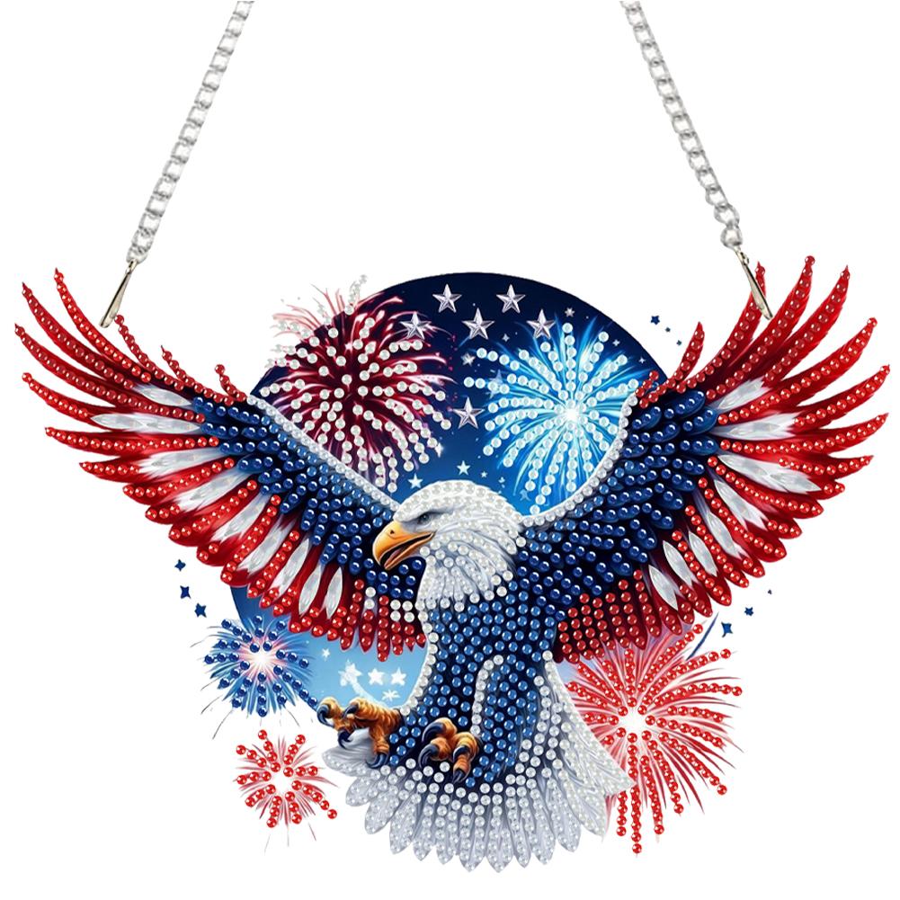 US Flag Eagle 2D Flat DIY Special Shape Rhinestone Diamond Art Window Pendants Hanging Diamond Art Kits Wall Door Decoration