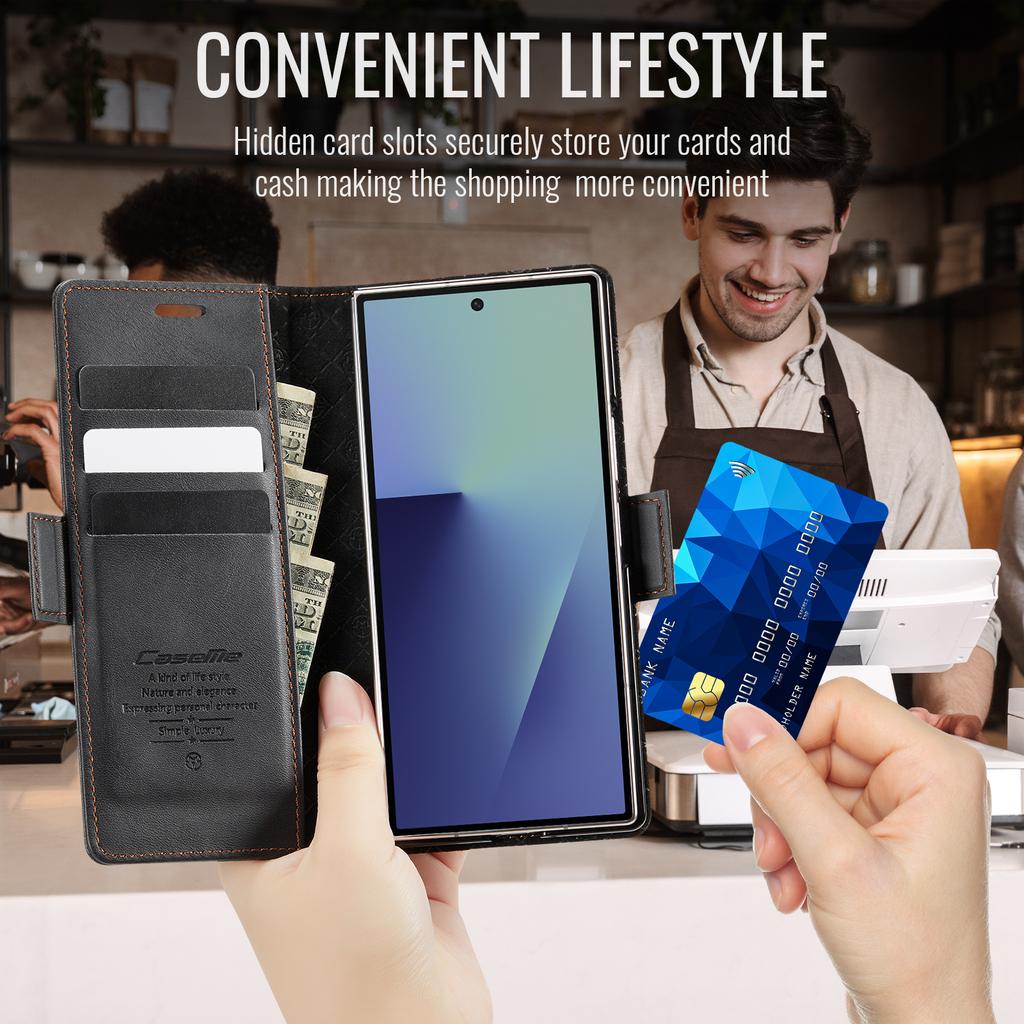 Geldbörse Leder Klappkartenhülle Für Samsung Galaxy Z Fold 7 Magnetische Hülle Stoßfest Ständer Coque