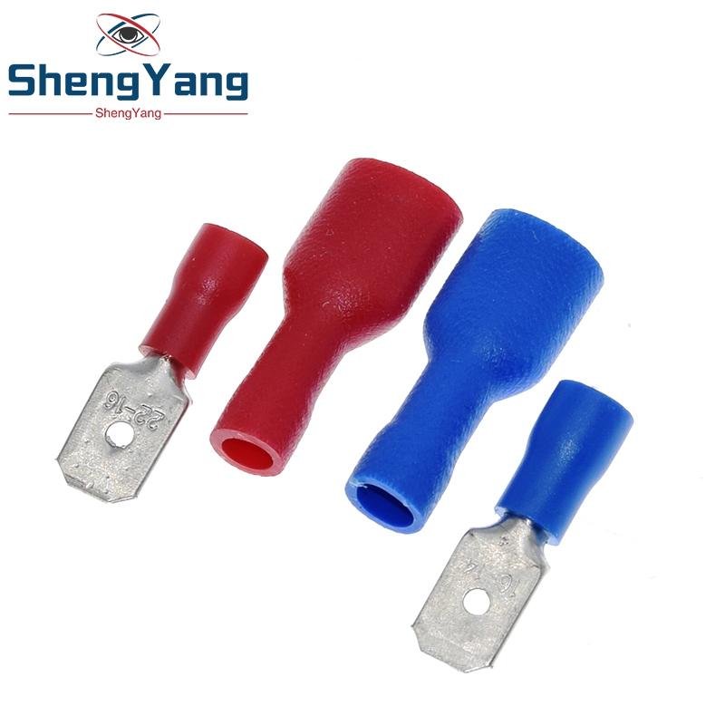 TZT 50pairs 6.3mm 16-14AWG Female Male Connector Insulated Crimp Blue Red Terminal-block FDFD2-250 MDD2-250 Electronic Component