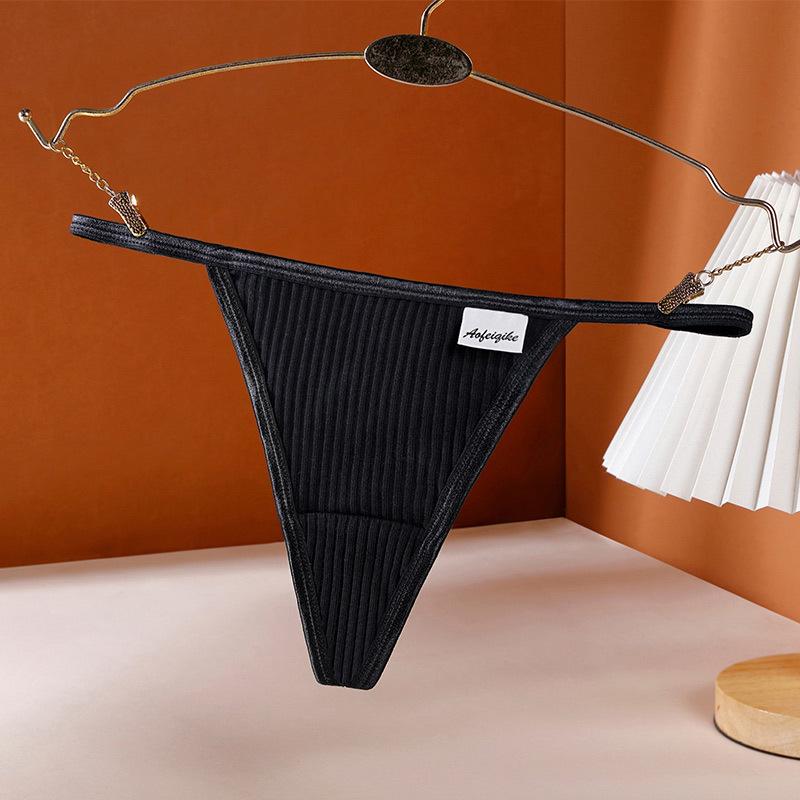 

Женские стринги из чистого хлопка с низкой посадкой, бесшовные, в рубчик - Сексуальные трусики Т-образной формы в европейском и американском стиле Large