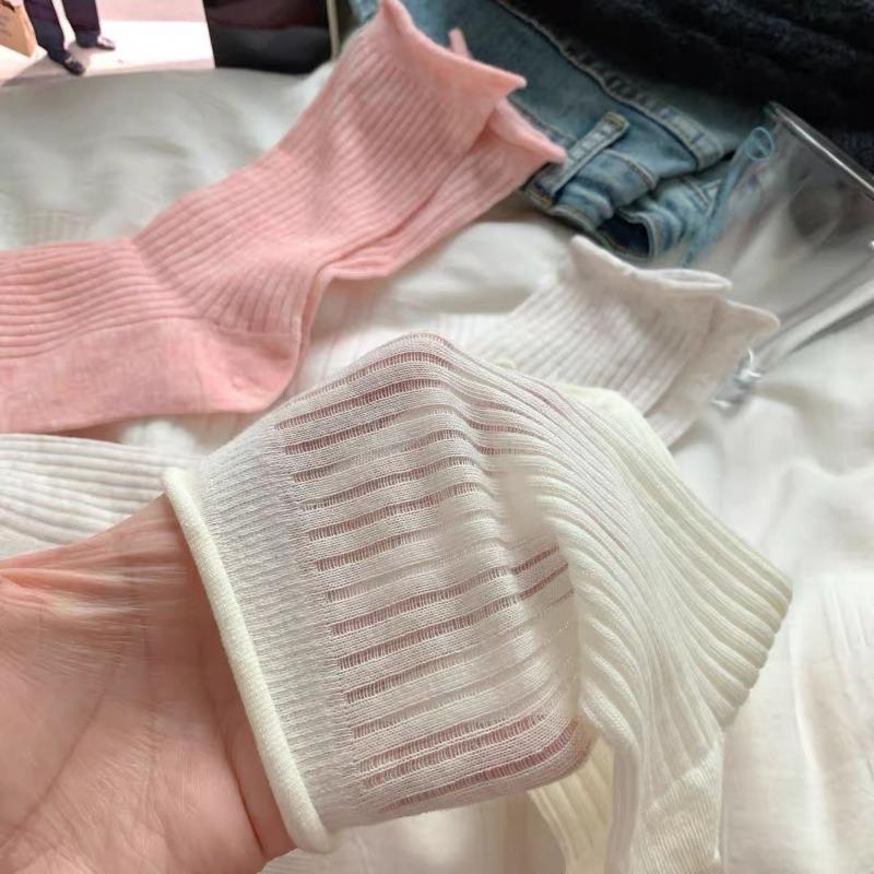 Female Spring and Summer Thin Ballet Style Show Thin Tube Pile Socks