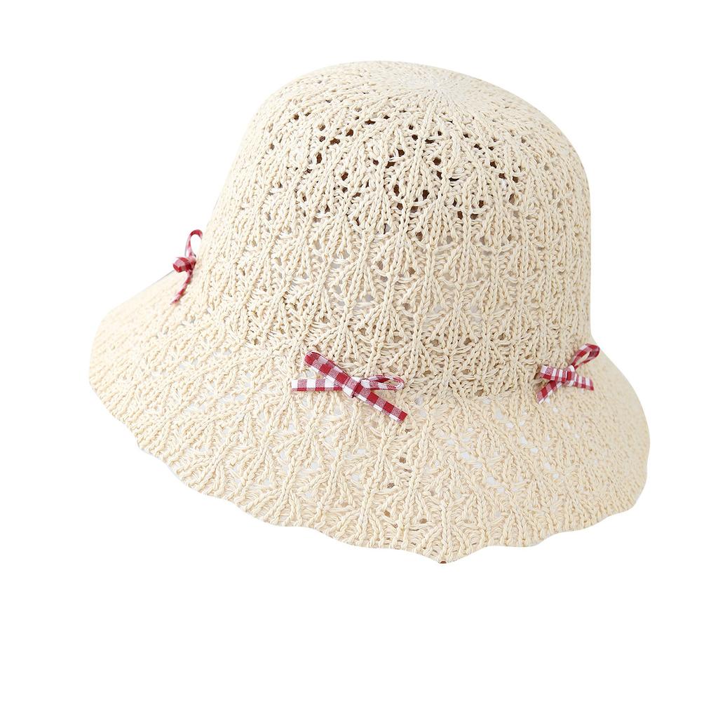 South Korea's New Hollow Bow Female Sweet and Cute Spring and Summer Outdoor Outing Seaside Fisherman Hat Breathable Flowers