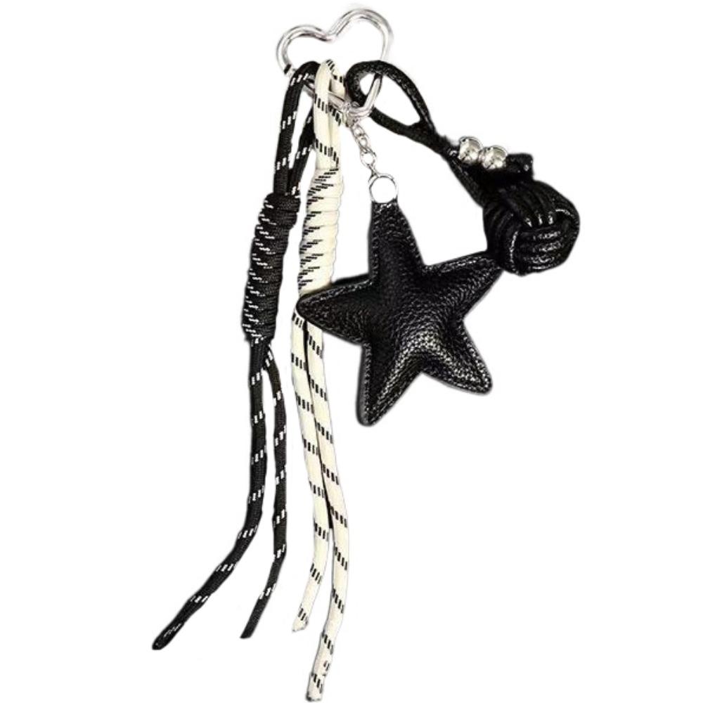 Woven Rope Leather Star Keychain Hanging Star and Ball Pendant  Small Gifts