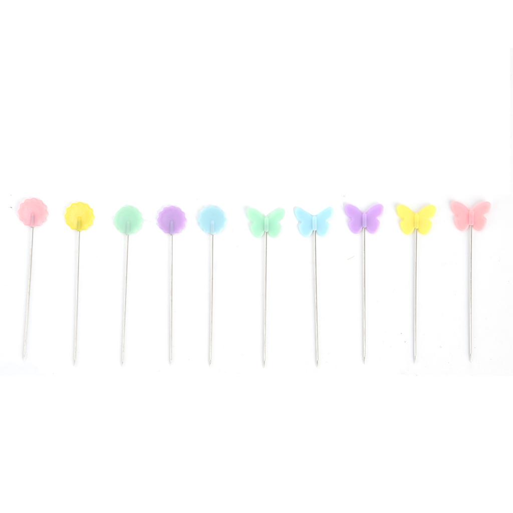 200Pcs Flower Button Head Pins Cute Flower Butterflies Colorful DIY Decorative Positioning Pin for