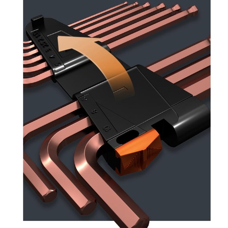 9Pieces L Type Double-End Screwdriver Hex Wrench Set Allen Key Hexagon Flat Ball Hexagonal Spanners Key Set Hand Tools