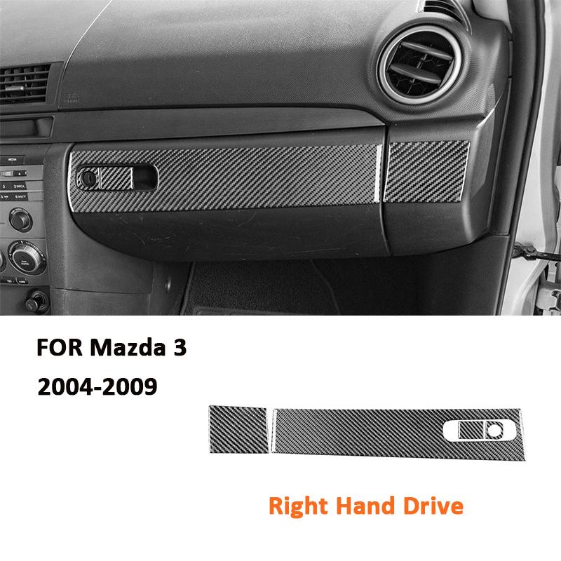 For Mazda 3 2004-2009 Accessories Carbon Fiber Car Co-Pilot Storage Box Panel Key Lock Handle Trim Strips Decoration Sticker